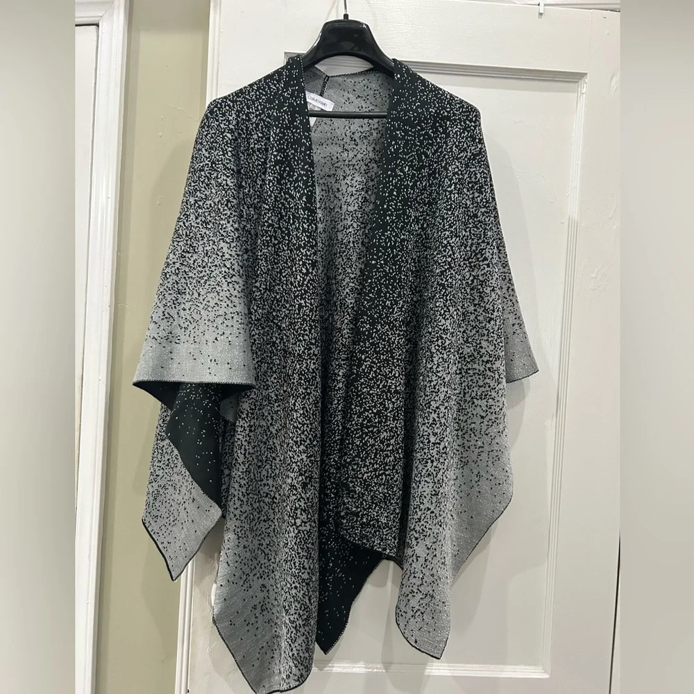 Calvin Klein Chic and Shimmery Black and Silver Shawl - Picture 3 of 9